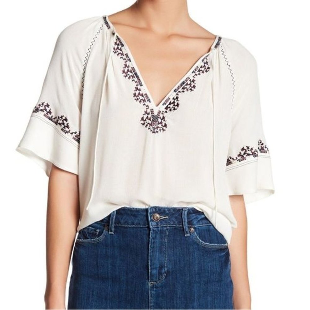 PAIGE Chessa Flowy Bohemian Embroidered Blouse XS - Picture 1 of 7